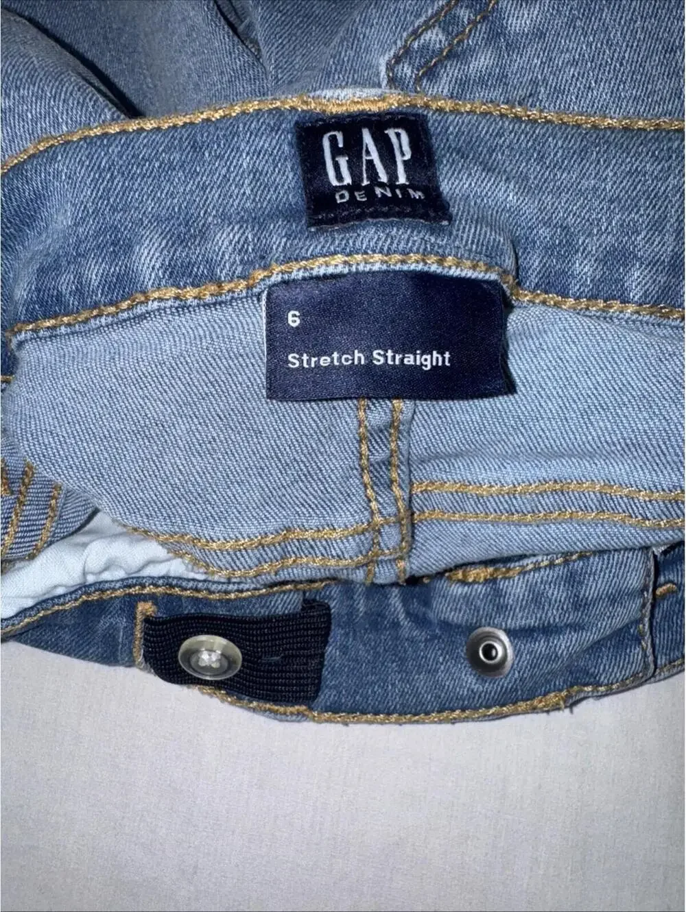 GAP Kids Girls Jeans Size 6 Stretch Straight Light Wash Adjustable Waist Denim